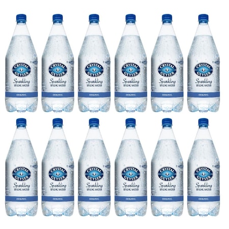 Crystal Geyser Unflavored Sparkling Spring Water PET Plastic Bottles, 42 Fl Oz, PK 12 40007
